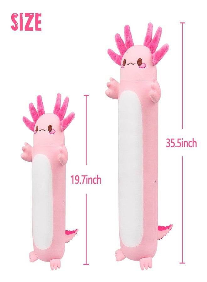 Auspicious beginning 20" Cute Axolotl Stuffed Animal Plush Pillow, Soft Kawaii Cat face Pink Axolotl Body Pillow Long Plush Doll Standing Hugging Pillow Toys for Kids Children Adults Gifts - Image 2